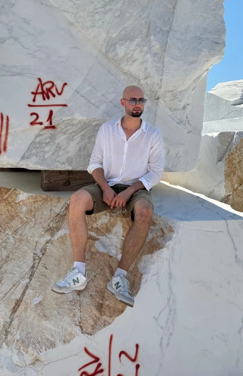 Michele Alimonta at the marble quarry